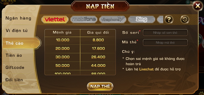 nap tien the cao
